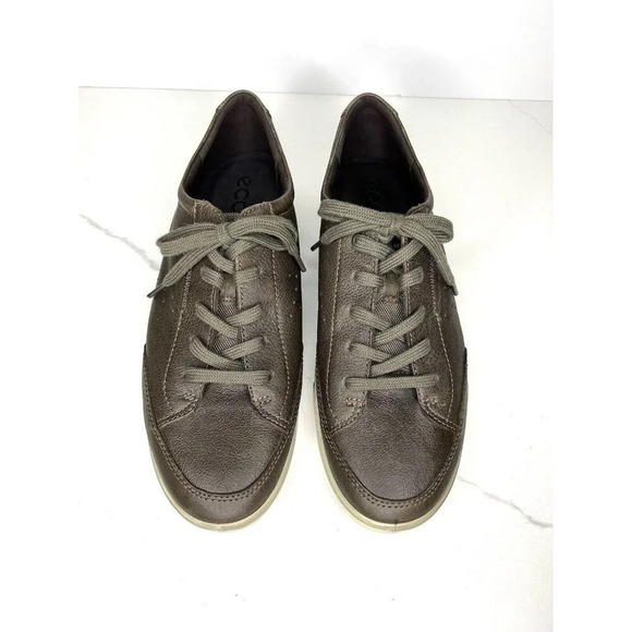 Ecco Brown Leather Comfort Sneakers Distress Tan Outsoles Size Size 44 Casual - Picture 7 of 10